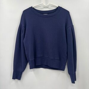 Madewell Navy Blue Cropped Crewneck Sweatshirt